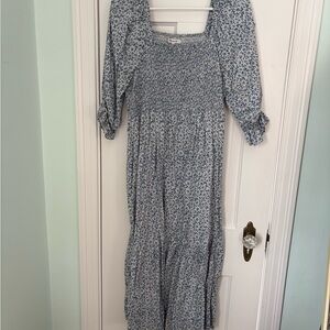 Madewell Blue Floral Long Sleeve Dress